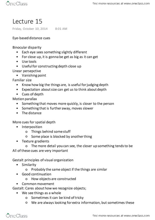 PSYC 101 Lecture Notes - Lecture 15: Gestalt Psychology, Temporal Lobe, Two-Streams Hypothesis thumbnail