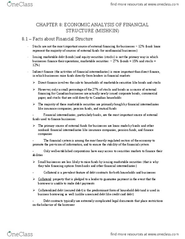 COMM 220 Chapter Notes - Chapter 8: Moral Hazard, Adverse Selection thumbnail