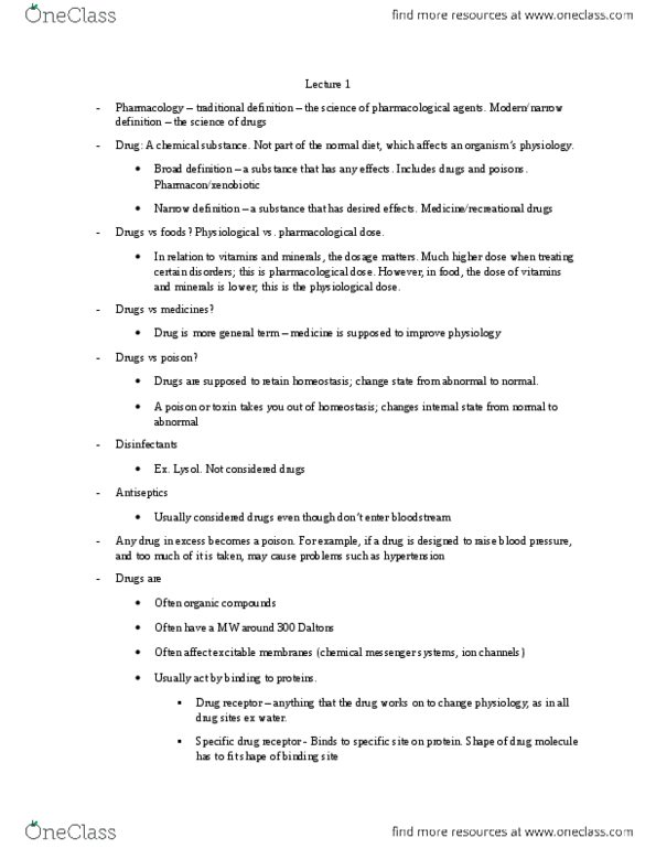 BIO200H5 Lecture Notes - Lecture 1: Pharmacokinetics, Homeostasis, Petri Dish thumbnail