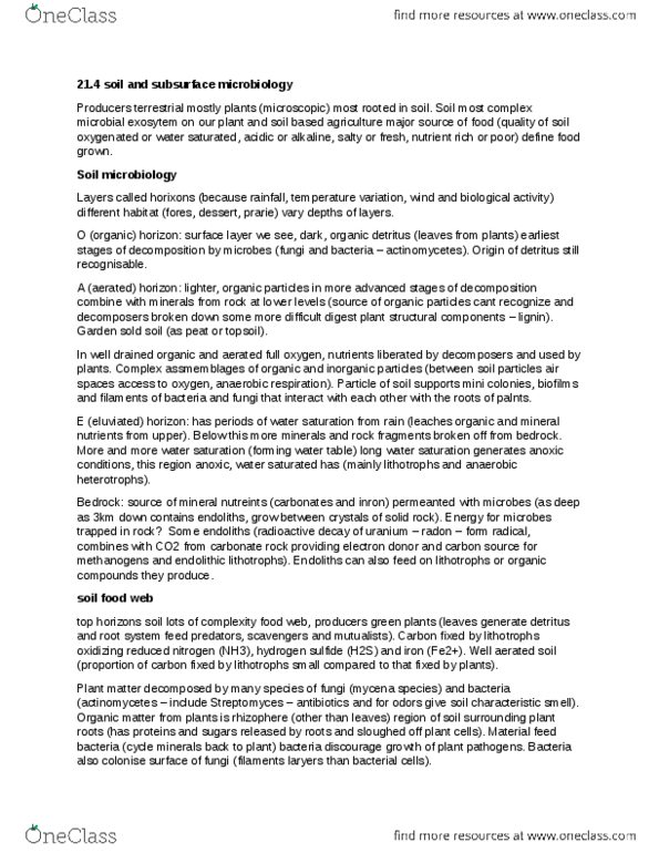 MICR 2420 Chapter Notes - Chapter 21.421.521.6: Water Content, Anaerobic Respiration, Carbonate Rock thumbnail