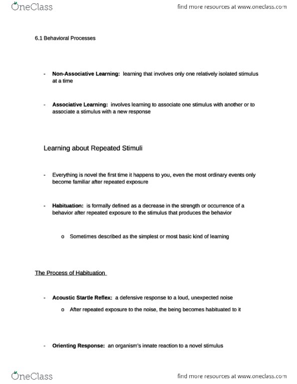 PSYC 333 Chapter Notes - Chapter 6: Cerebral Cortex, Operant Conditioning, Sensory Neuron thumbnail