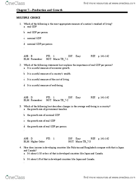 EC140 Chapter 7: Chapter 7 Notes and multiple choice thumbnail