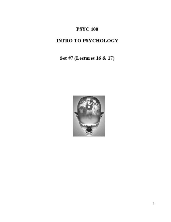 PSYC 100 Lecture : psyc 100 class notes thumbnail