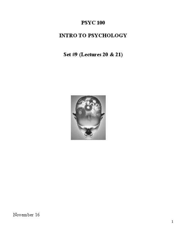 PSYC 100 Lecture : psyc 100 class notes thumbnail