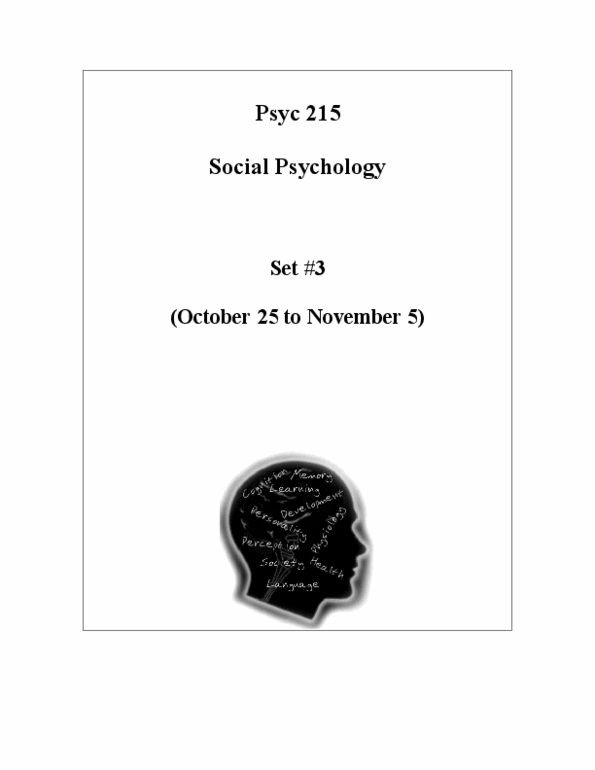 PSYC 215 Lecture : social psyc class notes thumbnail