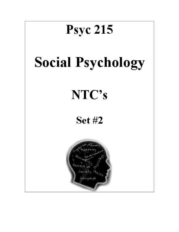 PSYC 215 Lecture : social psyc class notes thumbnail