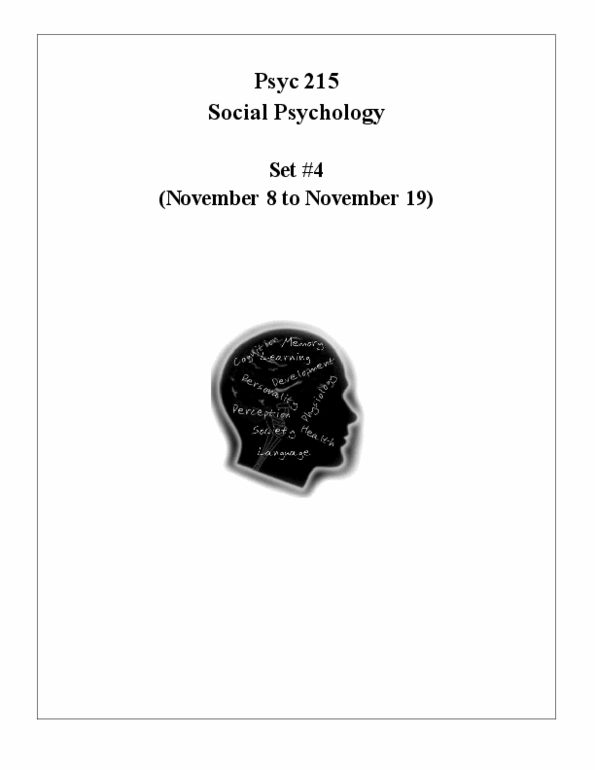 PSYC 215 Lecture : social psyc class notes thumbnail