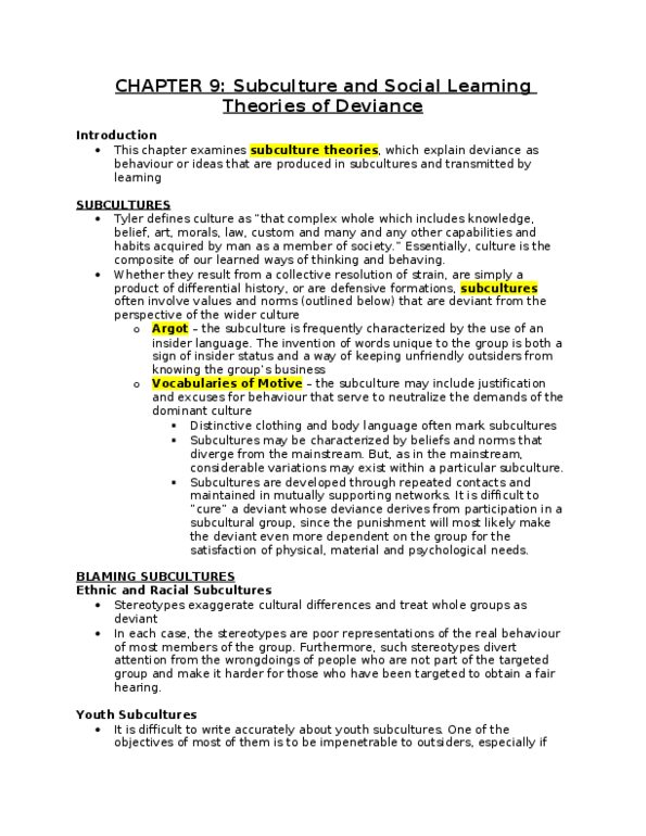 SOC212H1 Chapter Notes - Chapter 9: Argot thumbnail