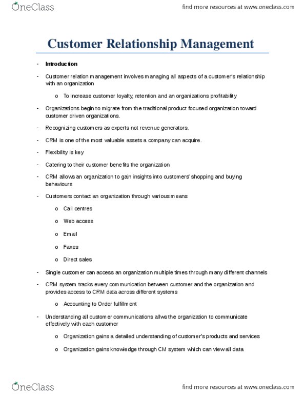 ITM 100 Lecture Notes - Lecture 6: W. M. Keck Observatory, Caller Id, Customer Relationship Management thumbnail