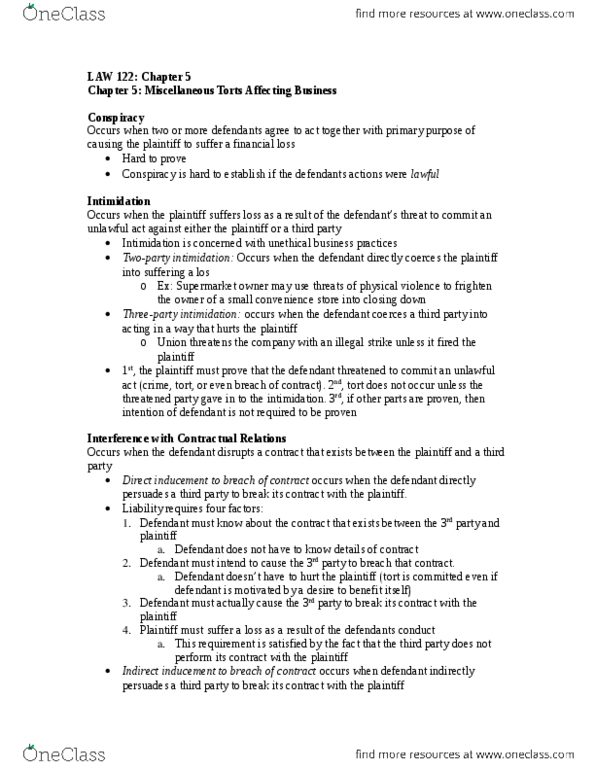 LAW 122 Chapter Notes - Chapter 5: Statutory Authority, Strict Liability, Caveat Emptor thumbnail