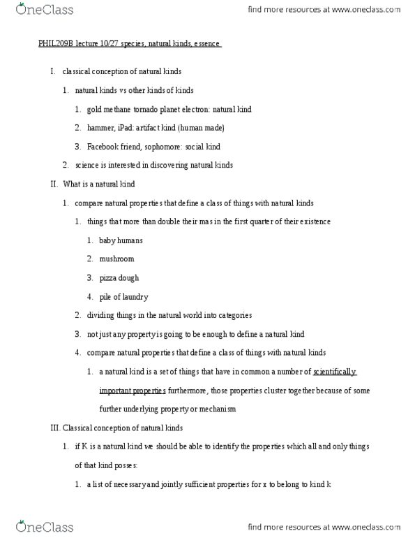 PHIL 209B Lecture Notes - Lecture 10: Natural Kind thumbnail