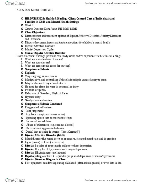 NURS 3524 Lecture Notes - Lecture 8: Tachycardia, Dextroamphetamine, Taste thumbnail