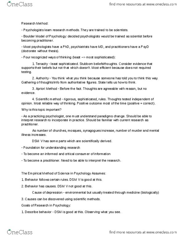 PSY240H5 Lecture Notes - Lecture 6: Dissociative Identity Disorder, Mental Chronometry, Caffeine thumbnail