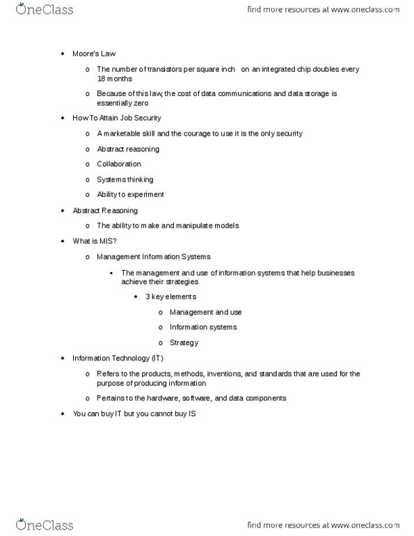 ISA 235 Chapter Notes - Chapter 1: Information System, Management Information System, Systems Theory thumbnail