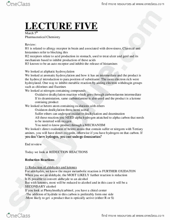 14:440:301 Lecture 5: Pharmaceutical Chemistry Dr Hu Lecture Five thumbnail