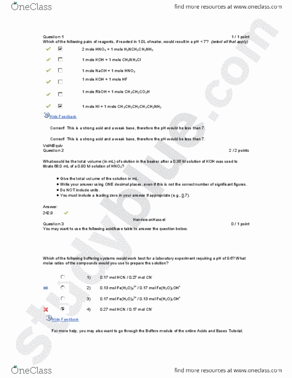 CHEM 104 Quiz Titration/Buffers Quiz OneClass