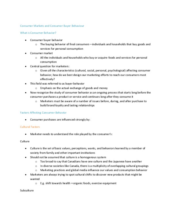 Management and Organizational Studies 2320A/B Chapter : Consumer Markets and Consumer Buyer Behavior thumbnail