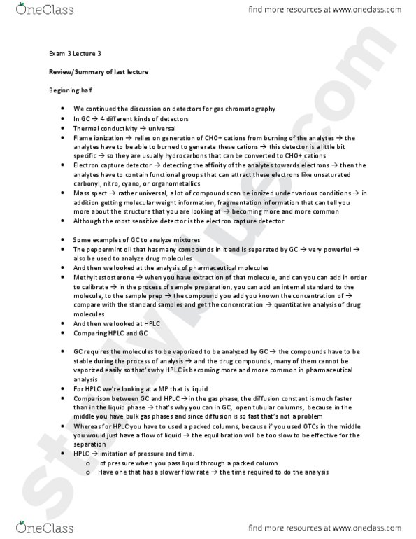 14:440:301 Lecture Notes - Lecture 3: Electron Capture Detector, Electron Capture, Analyte thumbnail