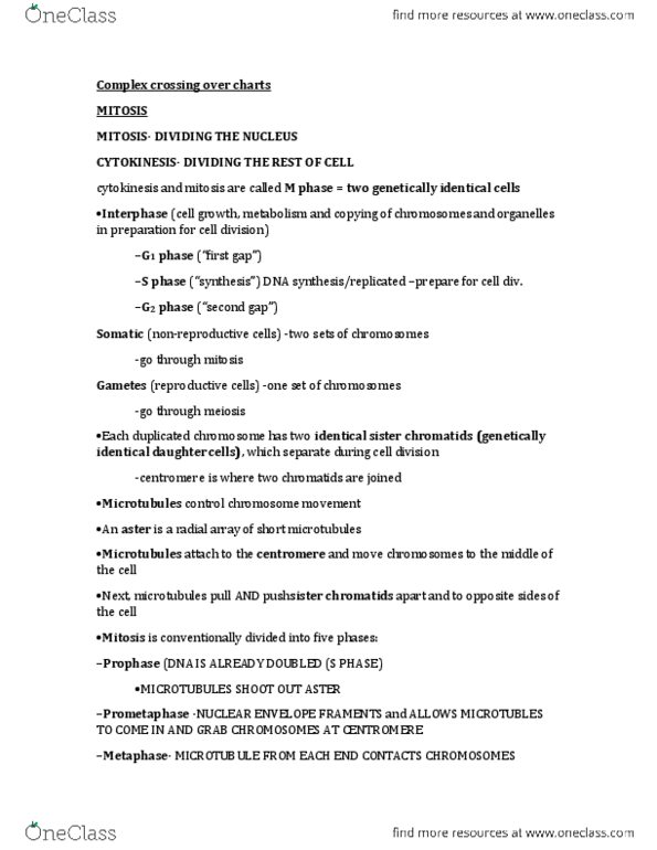 EBIO 1210 Study Guide Fall 2013, Midterm Sister Chromatids, G1