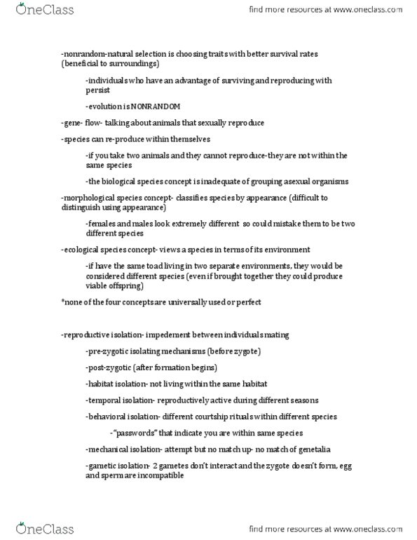 EBIO 1210 Study Guide Winter 2014, Midterm Allopatric Speciation