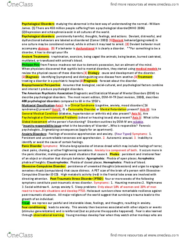 PSY 101 Final: Final Psych Cheat Sheet - OneClass