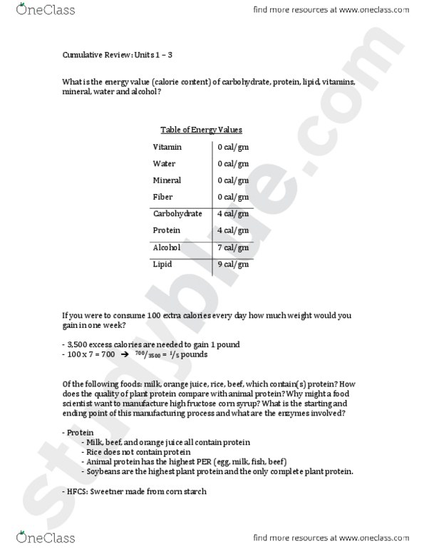 Cumulative Exam Review Answers Units 1 3 OneClass