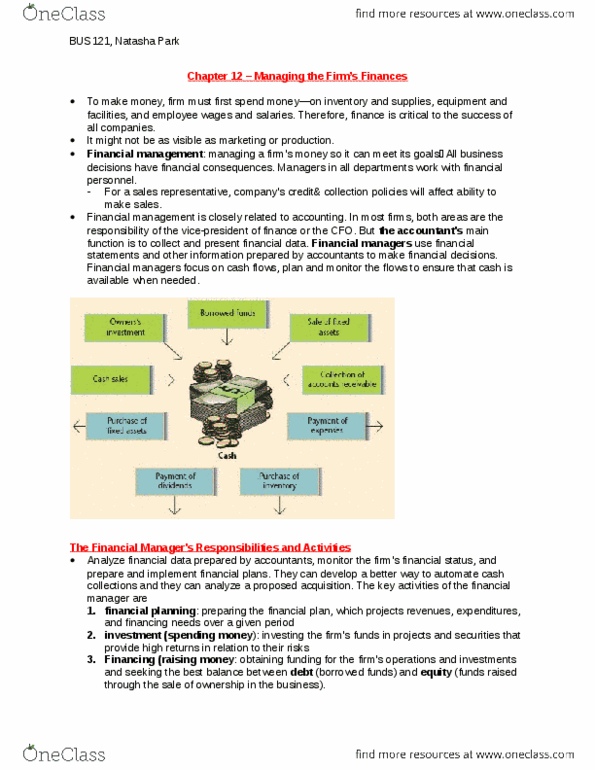 BU121 Chapter Notes - Chapter 12: Cash Flow, Financial Statement, Credit Risk thumbnail