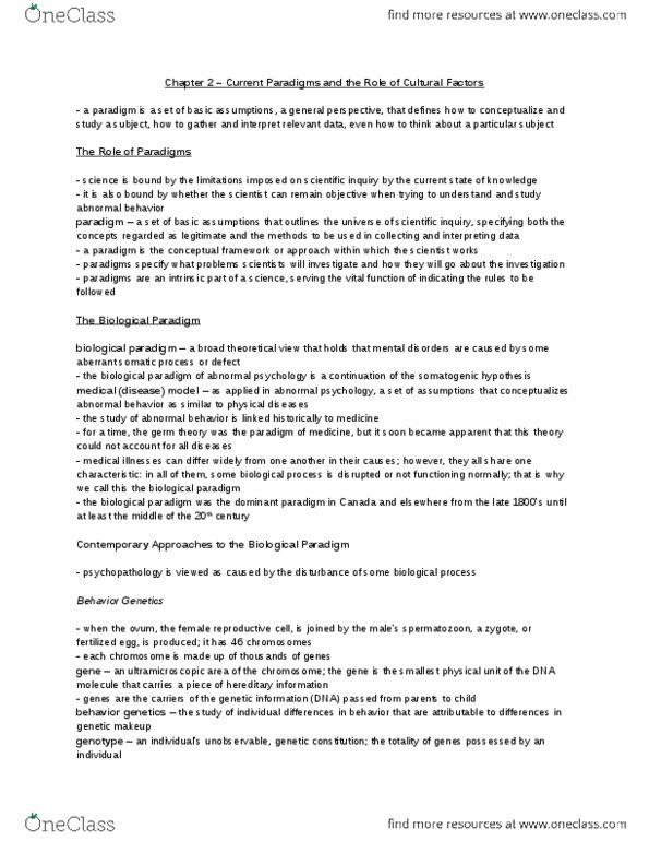 PSY100H1 Chapter Notes - Chapter 2: Therapeutic Relationship, Monoamine Oxidase A, Little Albert Experiment thumbnail