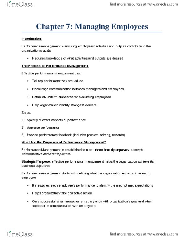 Management and Organizational Studies 1021A/B Chapter Notes - Chapter 7: Performance Management, Emor, Balanced Scorecard thumbnail