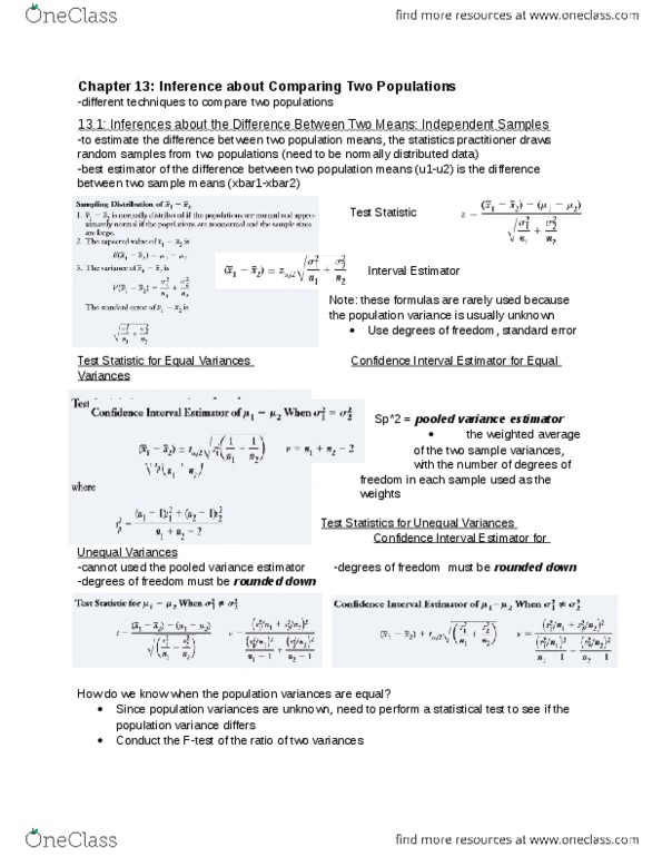 MGMT 1050 Chapter Notes - Chapter 14: Test Statistic, Statistical Hypothesis Testing, Weighted Arithmetic Mean thumbnail