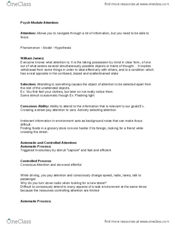 PSYCH 1X03 Chapter Notes -Dazed, Visual Search, Classical Conditioning thumbnail