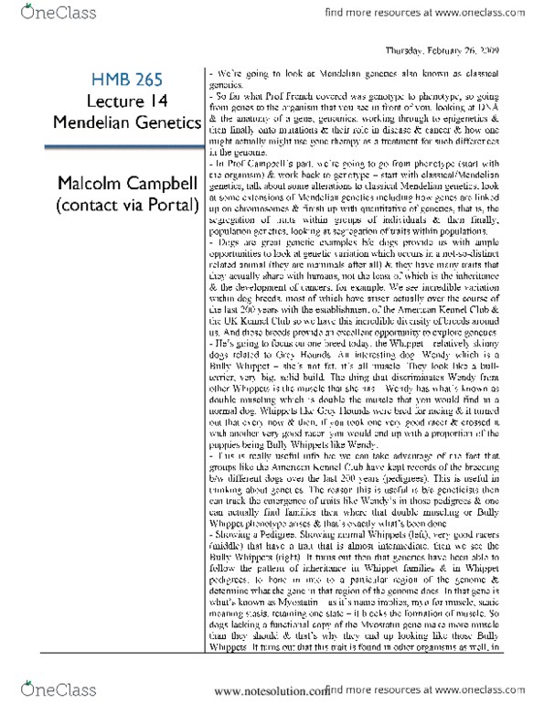 HMB265H1 Lecture 14: Second half of HMB265H1 => Lecture 14-Mendelian Genetics thumbnail