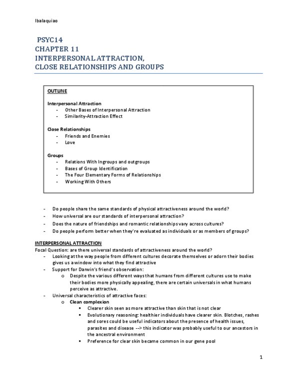 PSYC14H3 Chapter 11: PSYC14 - Chapter 11 Notes thumbnail