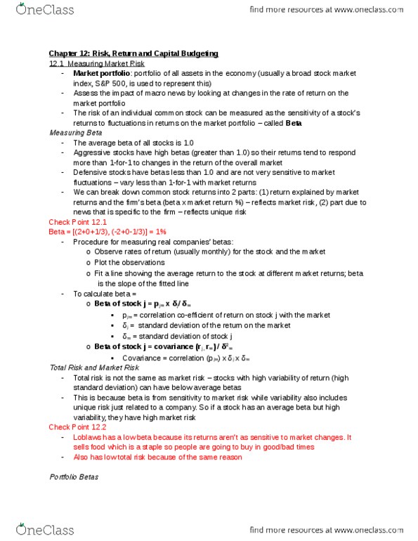 FINE 2000 Chapter Notes - Chapter 12: Market Portfolio, Market Risk, Standard Deviation thumbnail