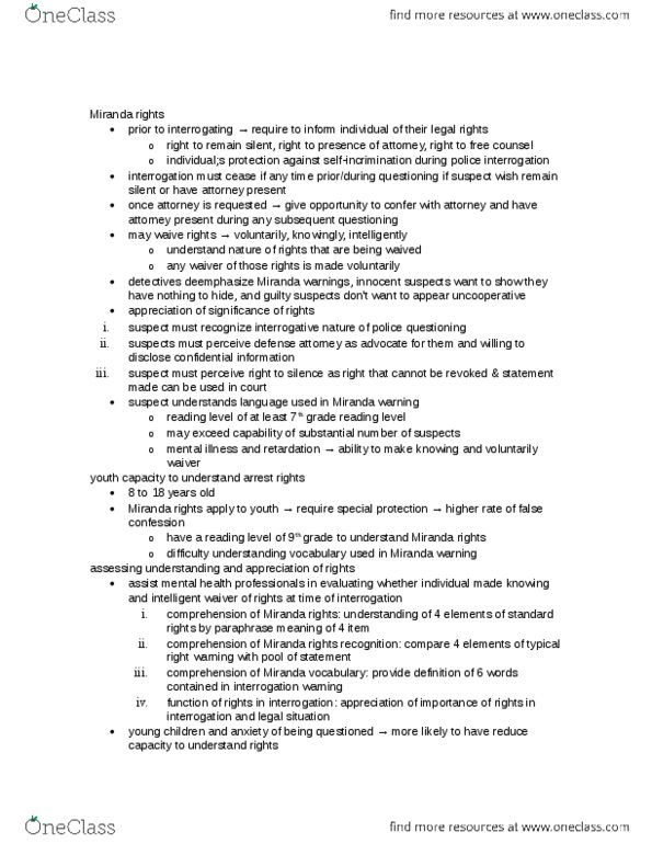 PSYC 268 Chapter Notes -Miranda Warning, Suggestibility, Ob River thumbnail