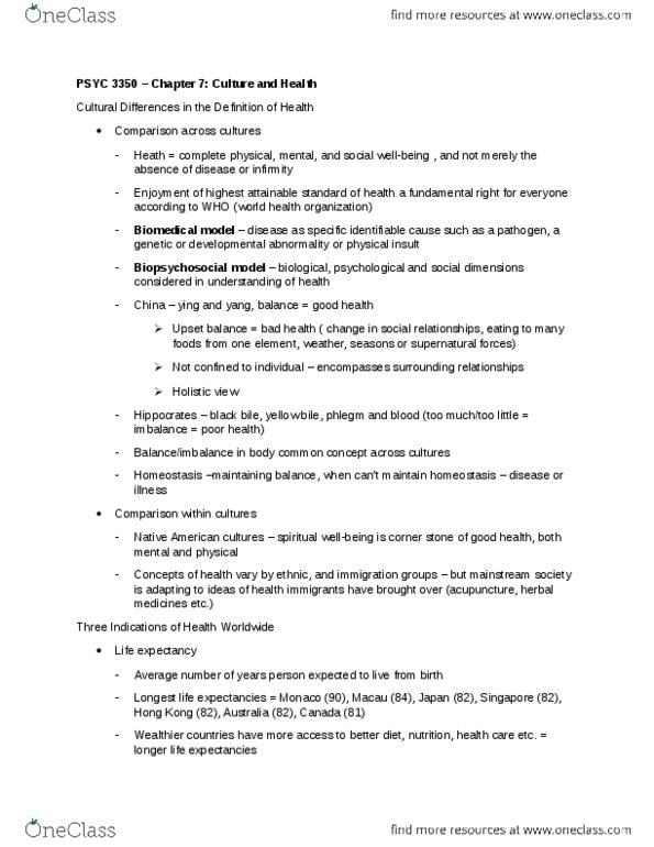 PSYC 3350 Chapter Notes - Chapter 7: Congenital Disorder, Phlegm, Homeostasis thumbnail