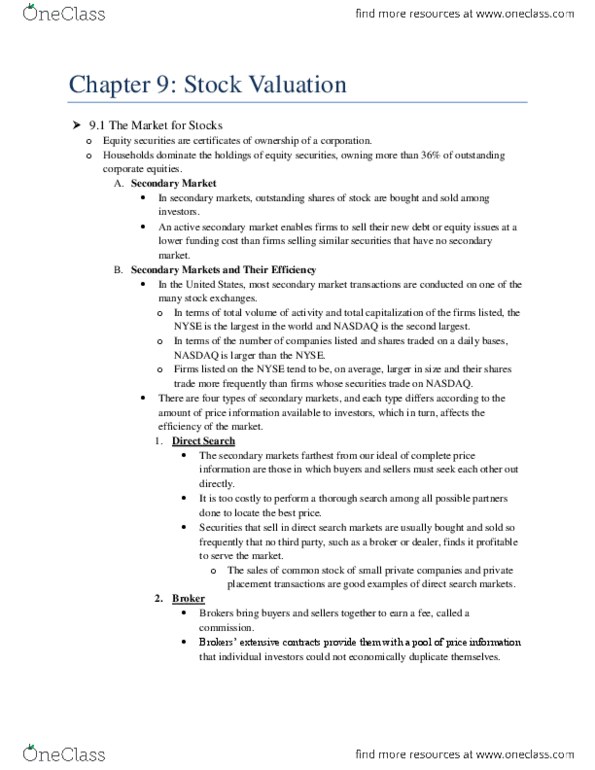 FINC-UB 2 Chapter Notes - Chapter 9: Private Placement, Common Stock, Efficient-Market Hypothesis thumbnail