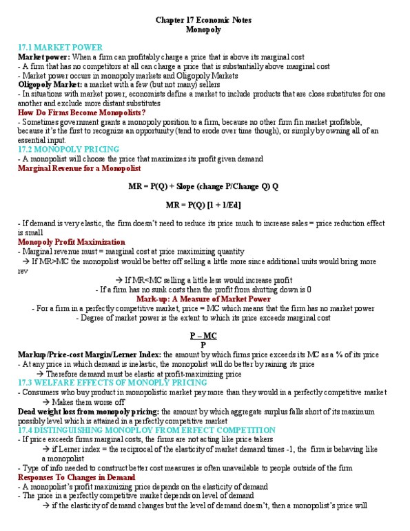 ECON 2310 Chapter 17: Chapter17 Intermediate Micro Notes thumbnail