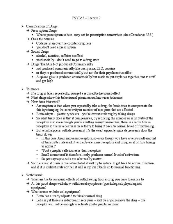 PSYB65H3 Lecture Notes - Lecture 7: Diazepam, Depressant thumbnail