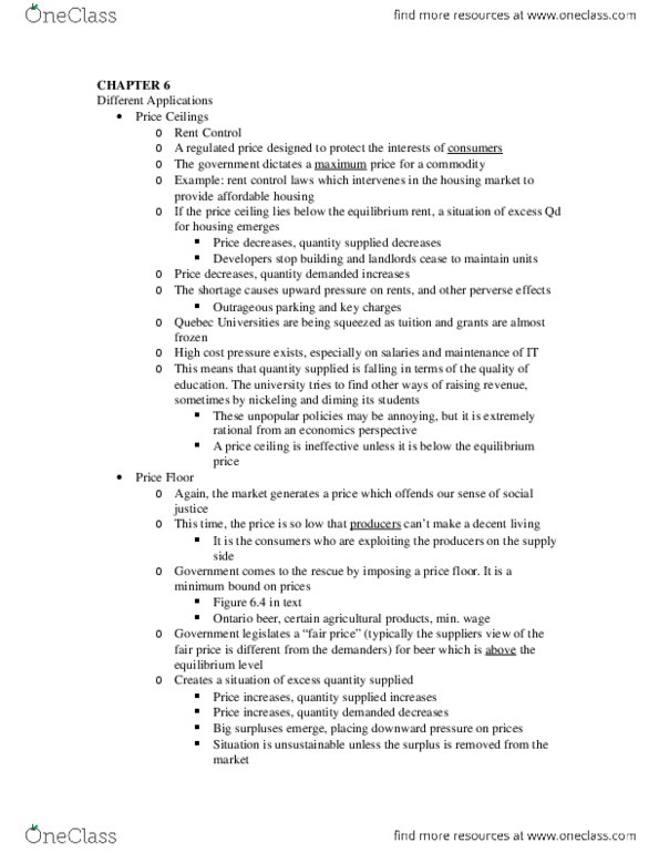 ECO 1104 Lecture Notes - Lecture 6: Price Ceiling, Price Floor, Conditionality thumbnail