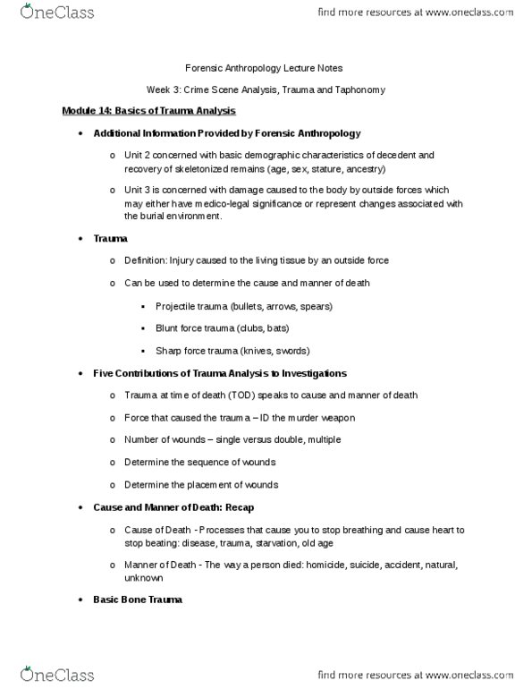 ASM 275 Lecture Notes - Lecture 14: Hematoma, Homicide, Summary Offence thumbnail