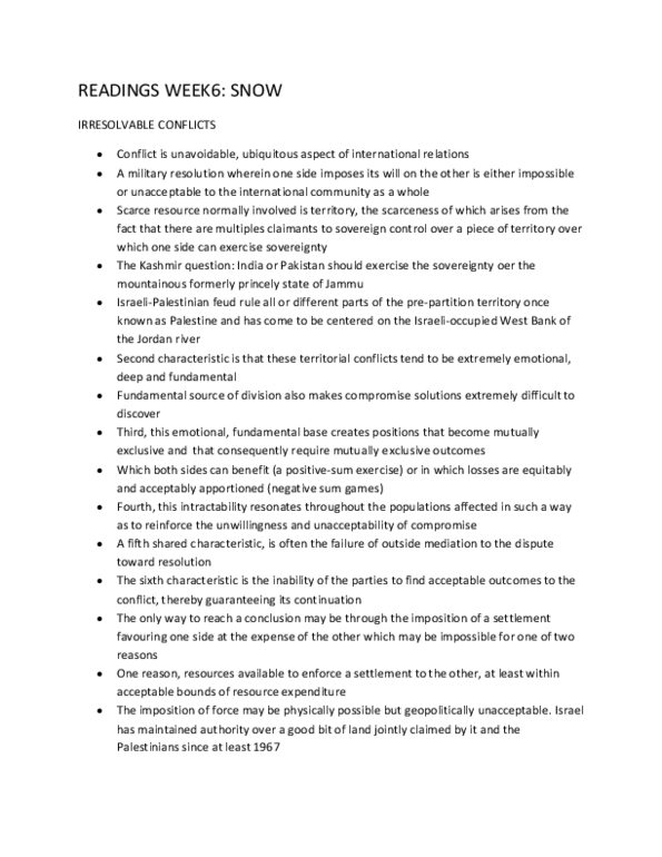 Political Science 3366E Chapter : Irresolvable Conflicts thumbnail