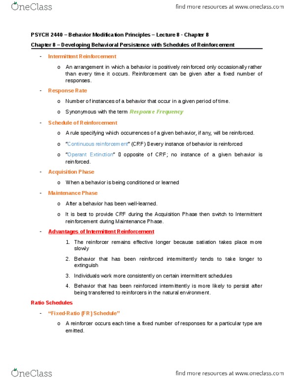PSYC 2440 Lecture Notes - Lecture 8: Matching Law thumbnail