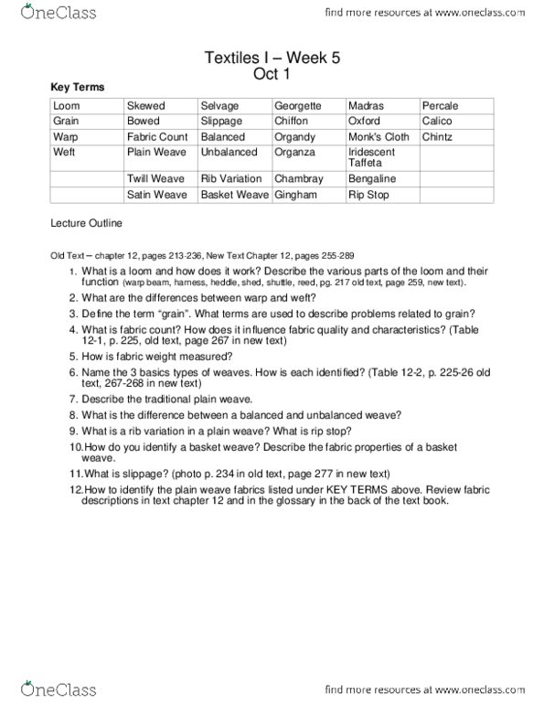 FSN 101 Lecture Notes - Lecture 5: Gingham, Chambray, Taffeta thumbnail