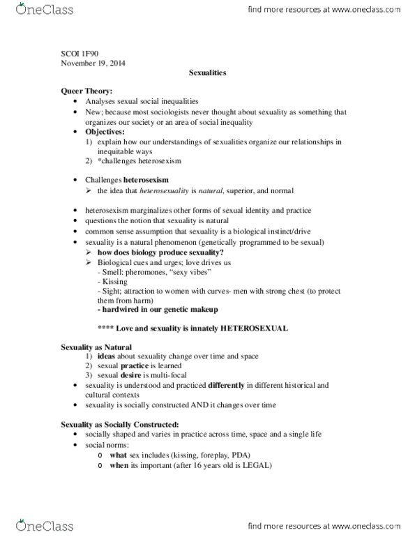 SOCI 1F90 Lecture Notes - Lecture 12: Foreplay, Heterosexuality thumbnail