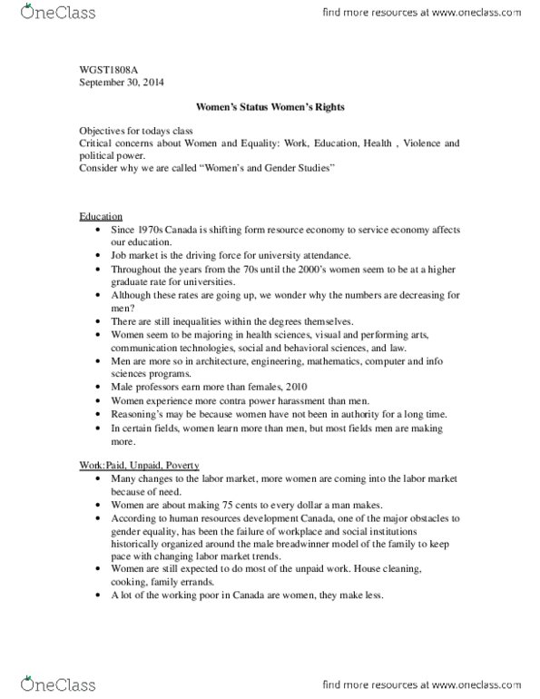 WGST 1808 Lecture Notes - Lecture 3: Intersectionality thumbnail