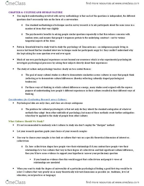 PSYC14H3 Chapter Notes - Chapter 4: Nature One, Crass, Nostril thumbnail