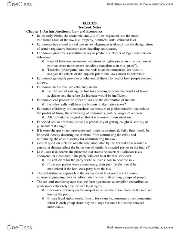 ECO320H1 Chapter Notes - Chapter 1: Economic Efficiency, Economica thumbnail