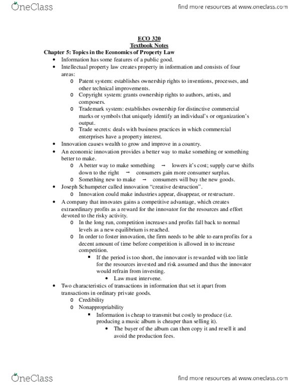 ECO320H1 Chapter Notes - Chapter 5: Maximum Sustainable Yield, Economic Efficiency, Common Rule thumbnail