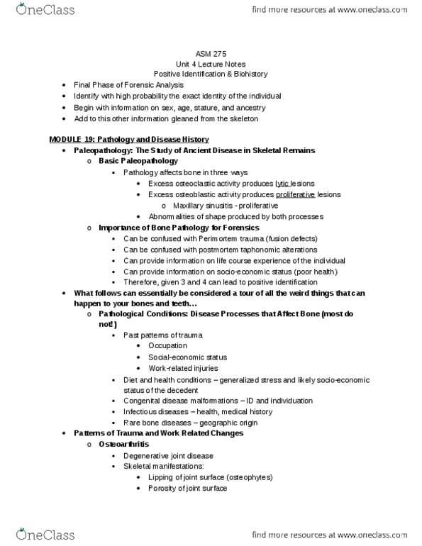 ASM 275 Lecture Notes - Lecture 19: Ossification, Garrote, Premolar thumbnail